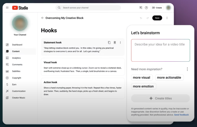 YouTube Unveils New AI-Powered Hook Generator