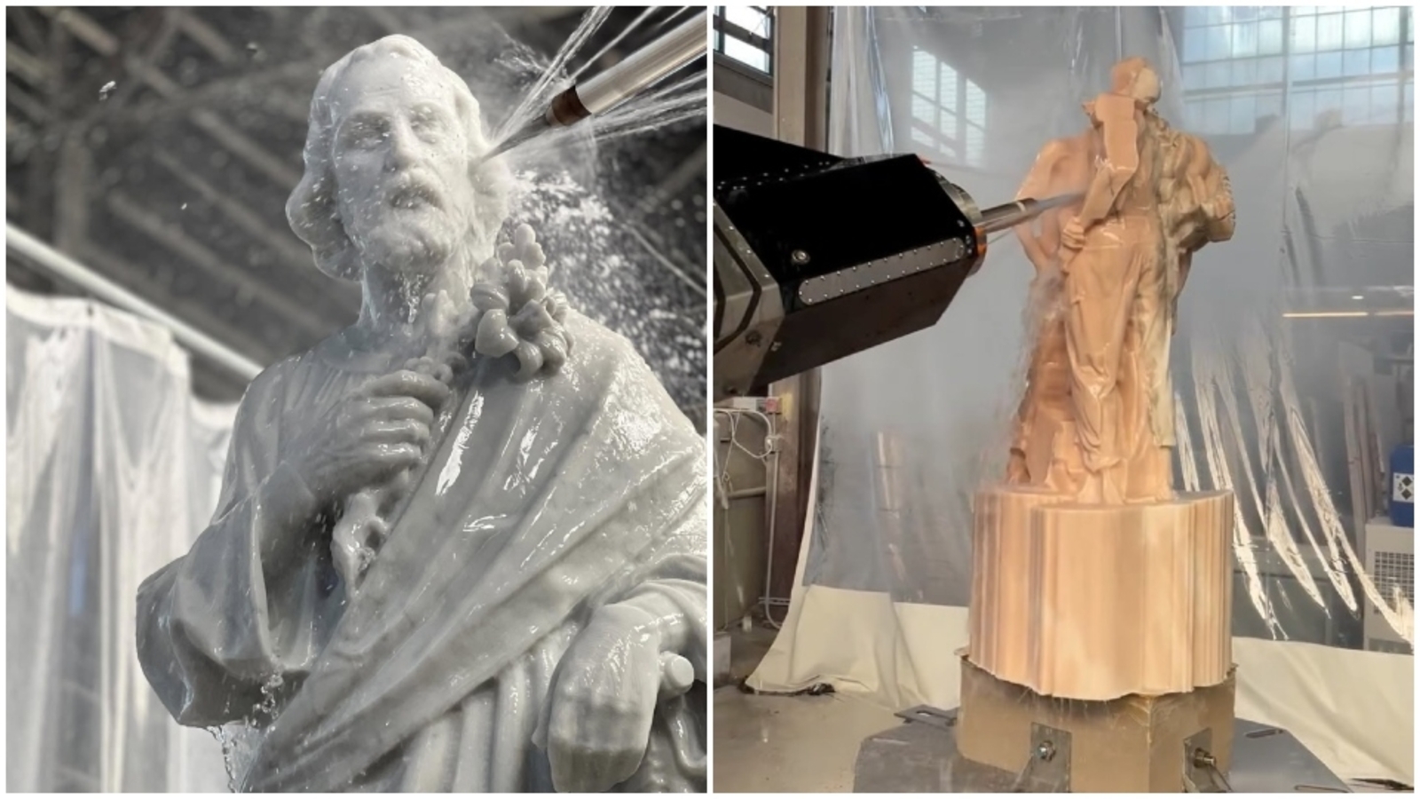 Video of AI robot carving marble statues leaves internet depressed: ‘The robots sculpt and paint while we toil’