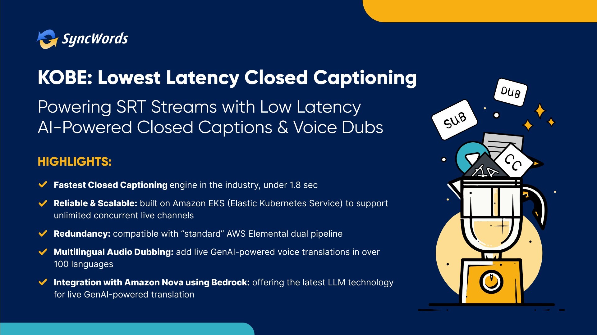 Revolutionizing Live Video: SyncWords Introduces Ultra-Low Latency AI Captions with Kobe MuxerTM